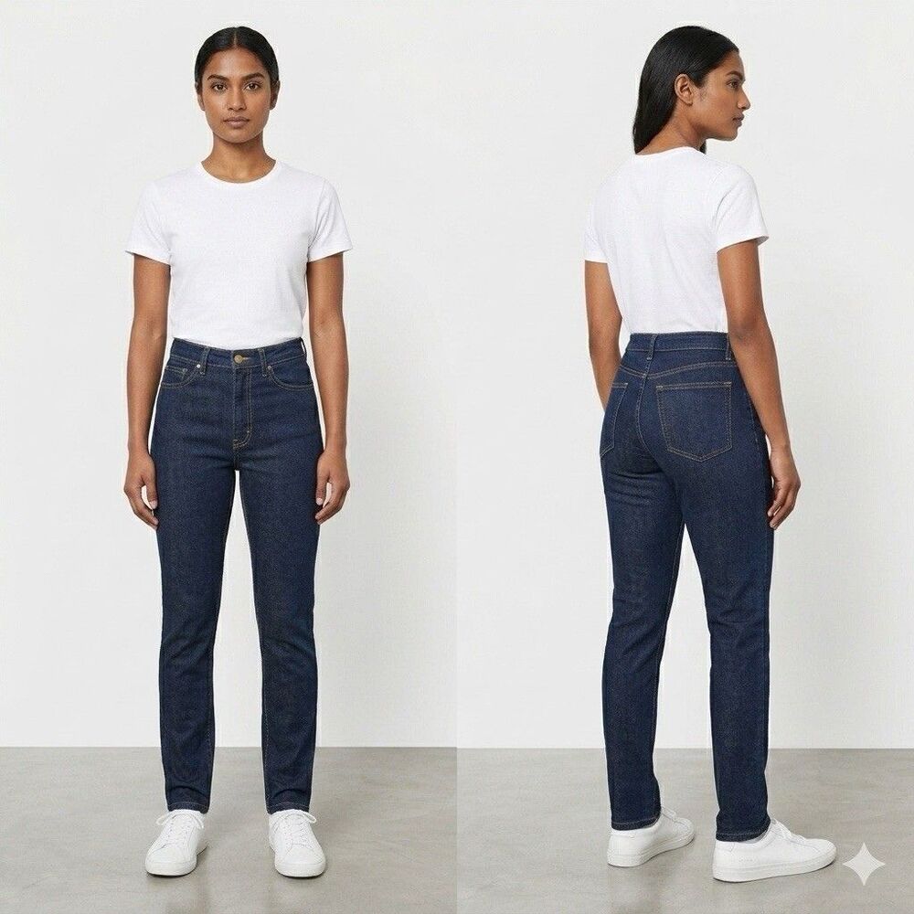 VTG American Apparel Jeans Womens 29 Dark Blue Denim Made in USA High Rise Slim